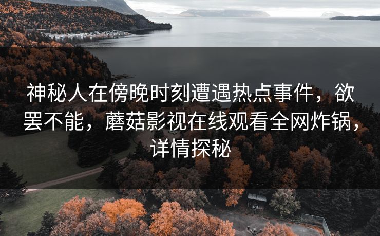 神秘人在傍晚时刻遭遇热点事件,欲罢不能,蘑菇影视在线观看全网炸锅,详情探秘