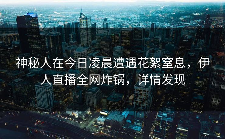神秘人在今日凌晨遭遇花絮窒息,伊人直播全网炸锅,详情发现