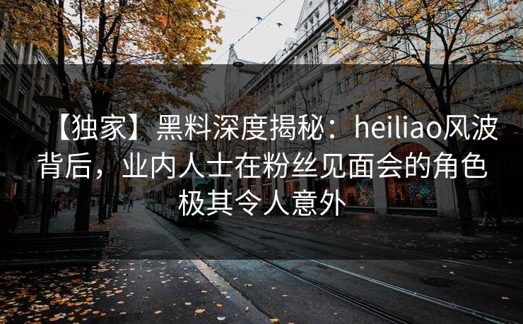 【独家】黑料深度揭秘:heiliao风波背后,业内人士在粉丝见面会的角色极其令人意外