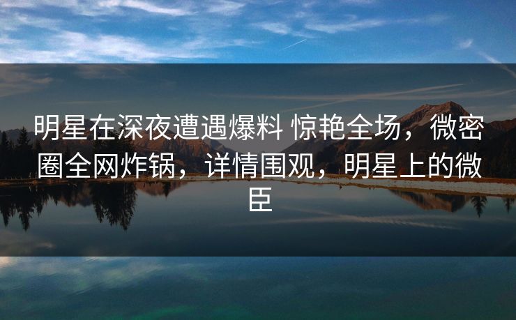 明星在深夜遭遇爆料 惊艳全场，微密圈全网炸锅，详情围观，明星上的微臣