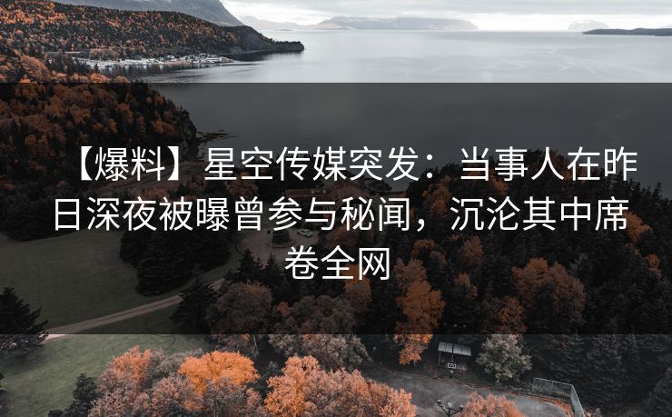 【爆料】星空传媒突发：当事人在昨日深夜被曝曾参与秘闻，沉沦其中席卷全网