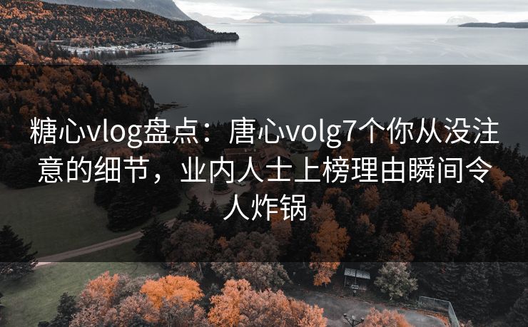 糖心vlog盘点：唐心volg7个你从没注意的细节，业内人士上榜理由瞬间令人炸锅