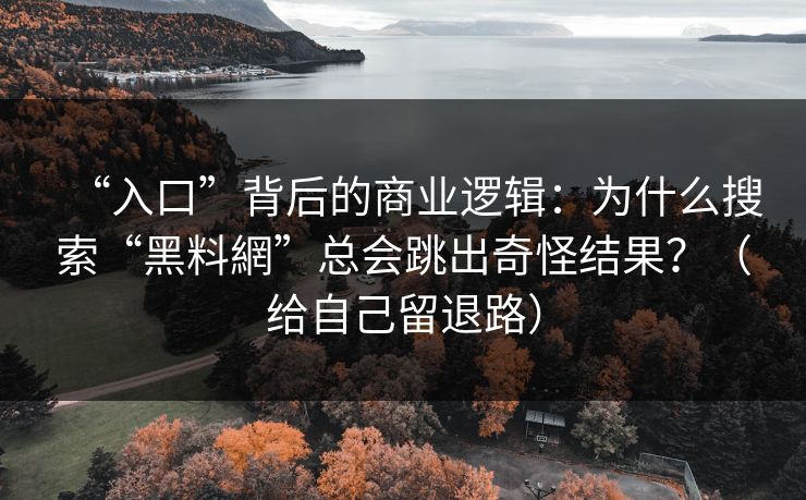 “入口”背后的商业逻辑:为什么搜索“黑料網”总会跳出奇怪结果?(给自己留退路)